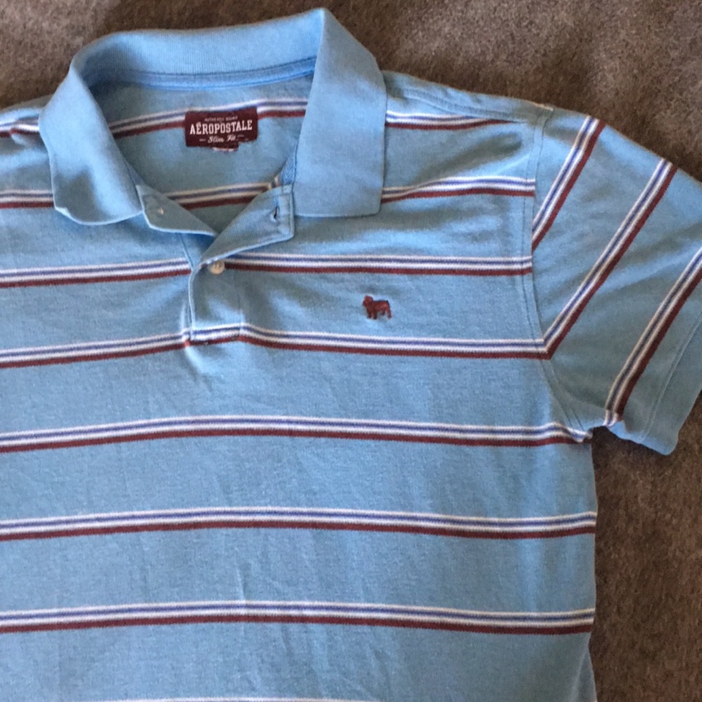 Aeropostale - Light Blue w/ White & Maroon Polo